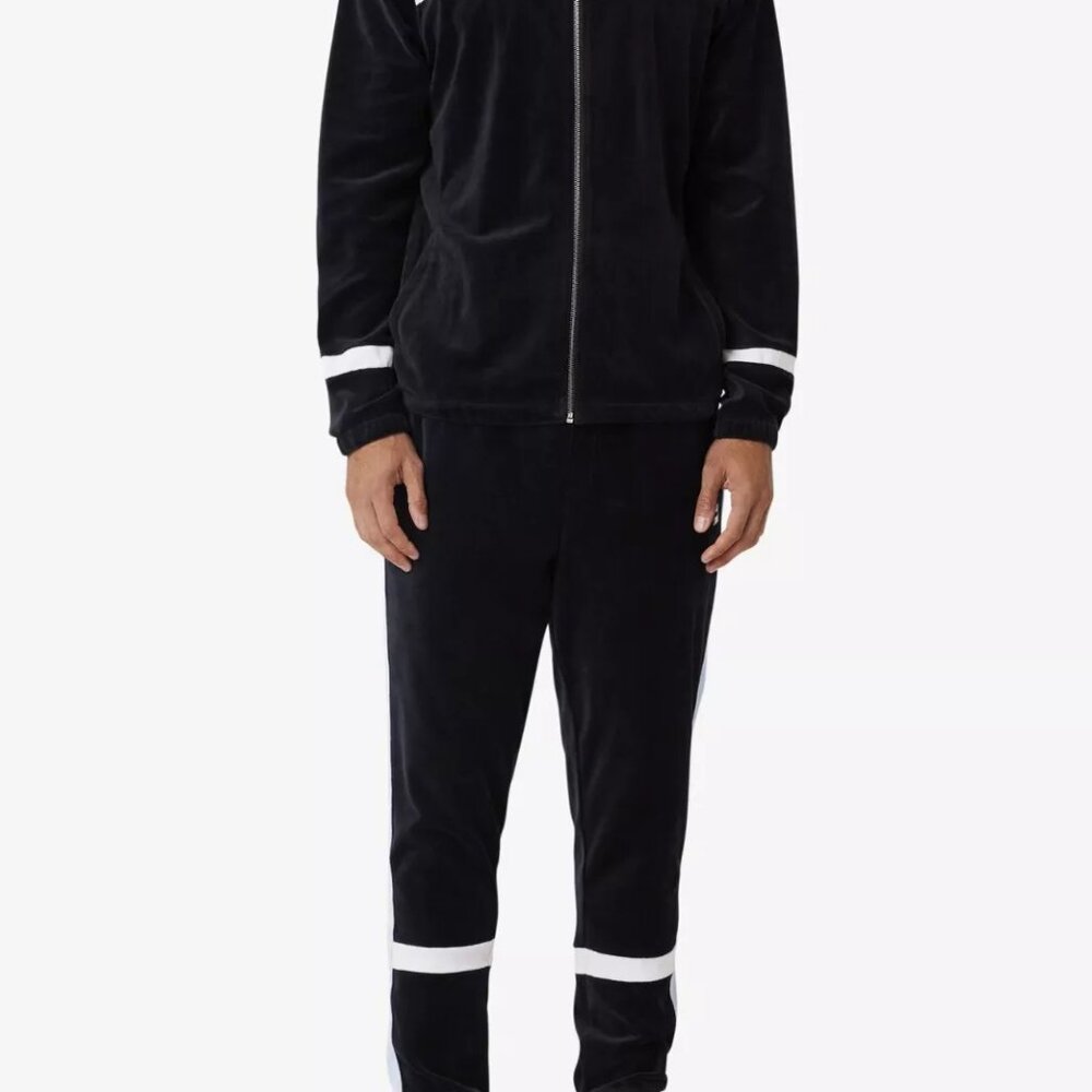 Fila Men's Velour Sweatsuit Tracksuit Black Velvet Set Size 2XL NWT - Picture 3 of 13